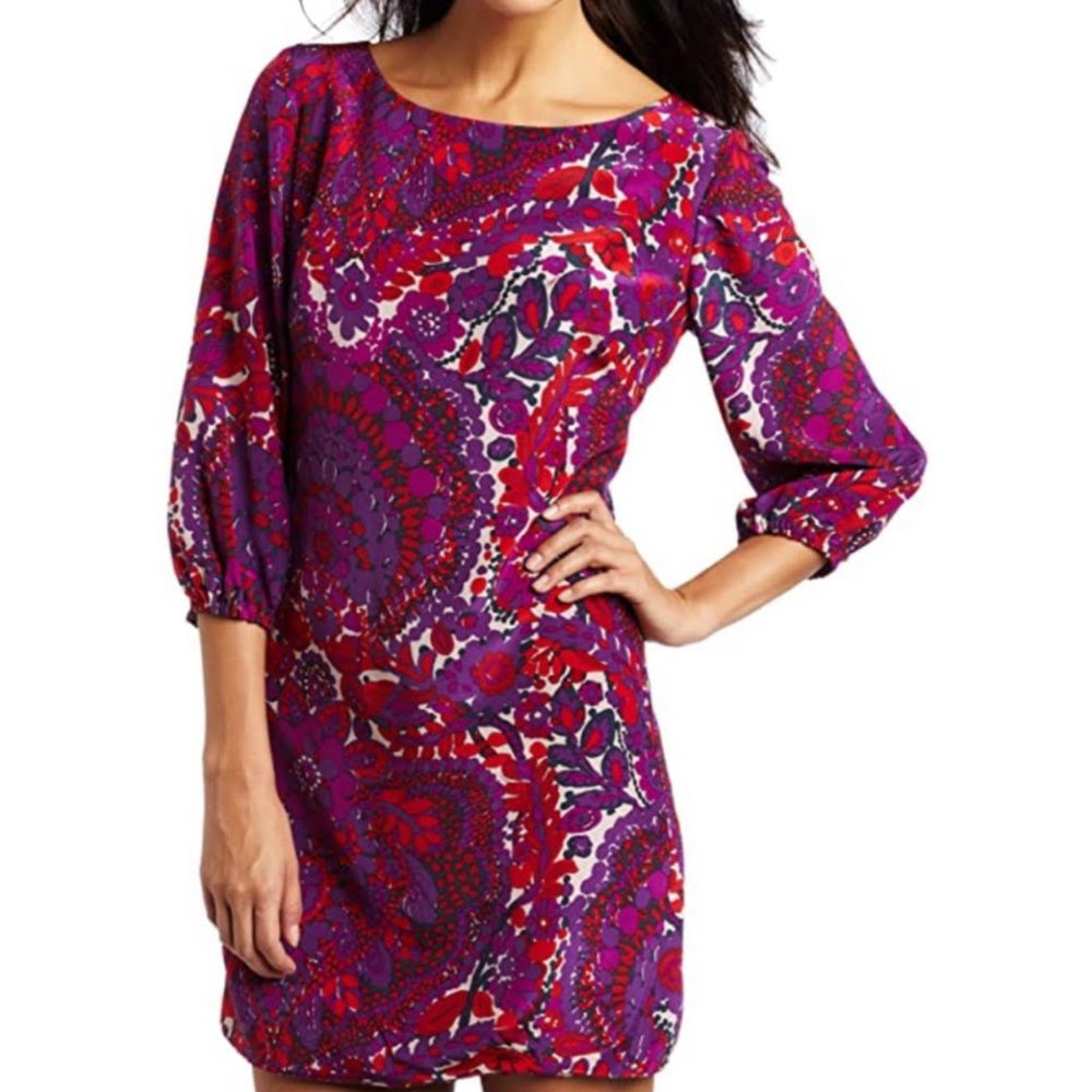 Trina Turk Kerry Purple Floral Silk Dress